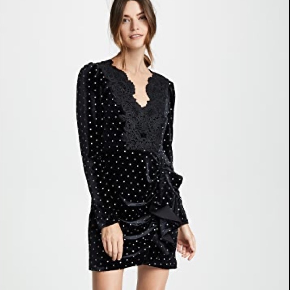 Sparkling Self-Portrait Velvet Dress with rhinestone embellishments throughout - Picture 3 of 13